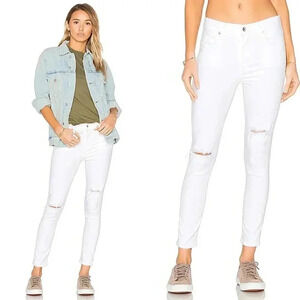 Agolde White Jeans  Denim High Rise Distressed Skinny Sophie Drop Size 27